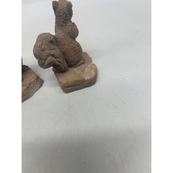set of 3 squirrel figurine stone look garden decor shelf brown 2.5" READ - Picture 5 of 9